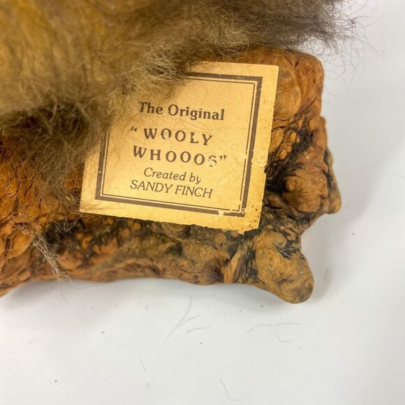 Vintage Wooly Whooos Shearling Owl Figurine By Sandy Finch - Picture 3 of 9